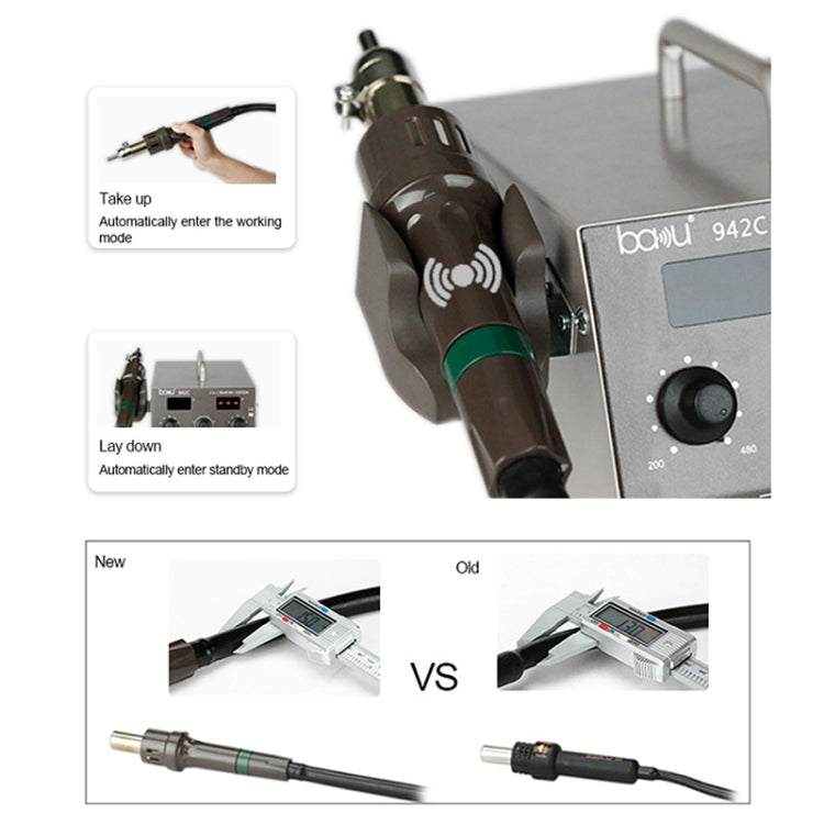 BAKU BA-942C 110V 1000W 2 in 1 Digital Display Adjustable Temperature Hot Air Gun Set, US Plug - Electric Soldering Iron by BAKU | Online Shopping UK | buy2fix