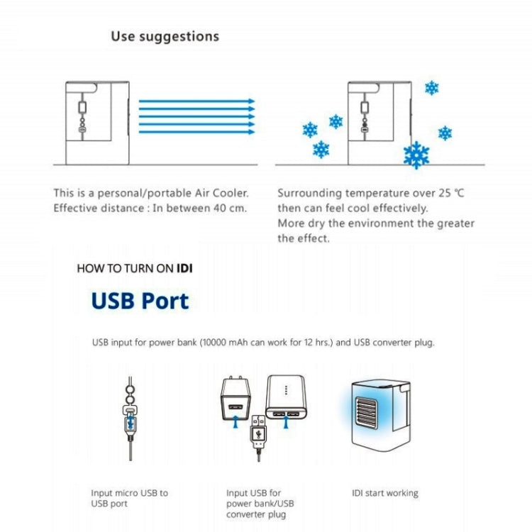 AC-01S Upgraded Version 2W IDI Portable Energy Efficient Evaporation Cooling Mini Air Conditioning Fan Air-cooler Purifier with 3 Speed Modes & LED Display & Handle for Home, Office, Camping(Black) - Consumer Electronics by buy2fix | Online Shopping UK | buy2fix