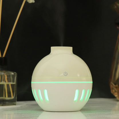 Wood Grain USB Hollowed-out Humidifier Seven Color Aromatherapy Lamp Automatic Alcohol Sprayer with Remote Control(White-3) - Home & Garden by buy2fix | Online Shopping UK | buy2fix