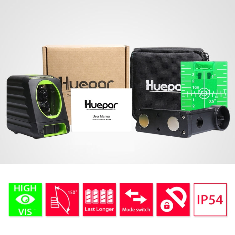 BOX-1G 1V1H 40mW & 10mW 2 Line Green Beam Laser Level Covering Walls and Floors (Green) - Consumer Electronics by buy2fix | Online Shopping UK | buy2fix