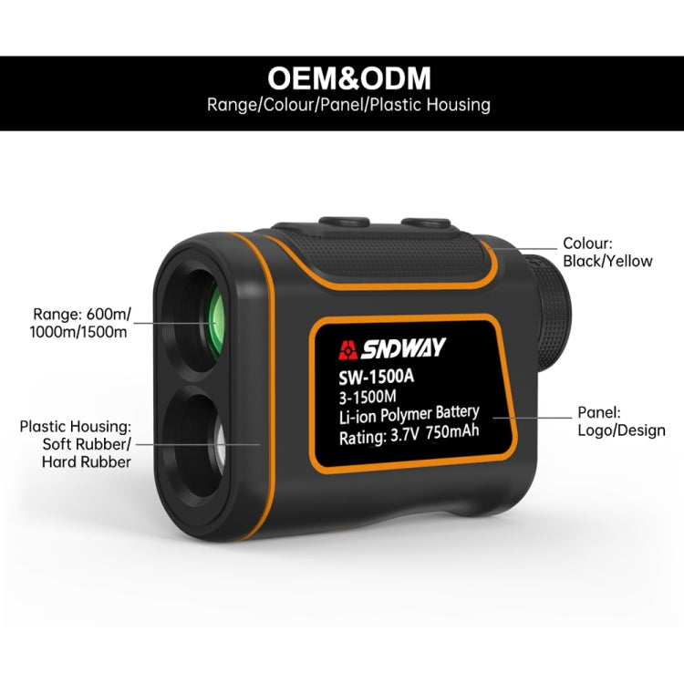 SNDWAY SW600A Handheld Outdoor Waterproof Telescope Range Finder Distance Measurer, 600m - Laser Rangefinder by SNDWAY | Online Shopping UK | buy2fix