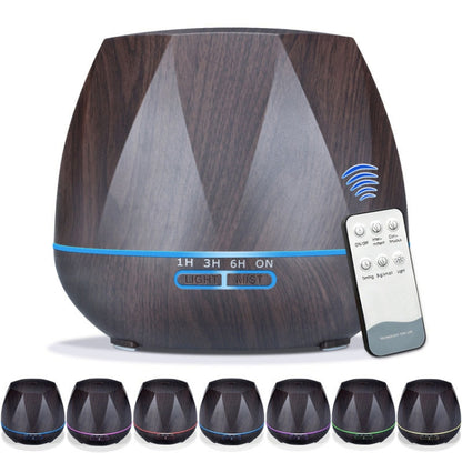 Diamond Wood Grain Remote Control Ultrasonic Humidifier Aromatherapy Machine Automatic Alcohol Sprayer with LED Lights, Capacity: 400mL, EU Plug (Dark Wood Color) - Home & Garden by buy2fix | Online Shopping UK | buy2fix