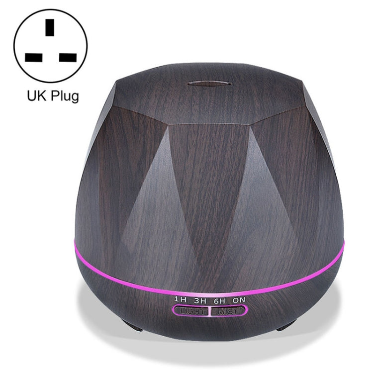 Diamond Wood Grain Remote Control Ultrasonic Humidifier Aromatherapy Machine Automatic Alcohol Sprayer with LED Lights, Capacity: 400mL, UK Plug (Dark Wood Color) - Home & Garden by buy2fix | Online Shopping UK | buy2fix