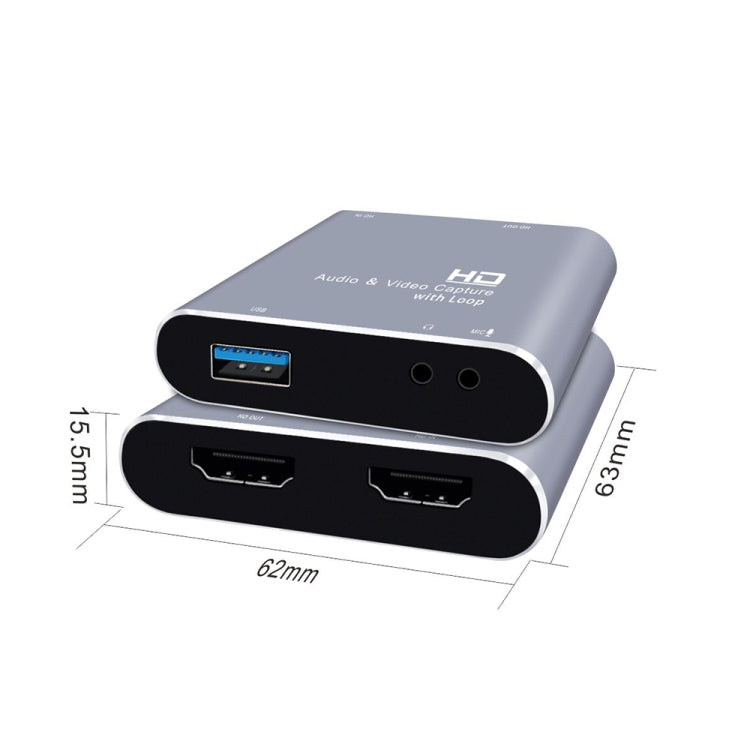 Z37 HDMI Female + Mic to HDMI Female + Audio + USB HD Video & Audio Capture Card with Loop - Consumer Electronics by buy2fix | Online Shopping UK | buy2fix