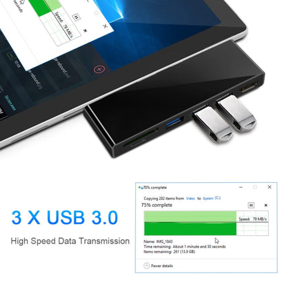 ROCKETEK SK-S4H 3 x USB 3.0 + HDMI + SD / TF Memory Card Reader HUB 4K HDMI Adapter(Black) - USB 3.0 HUB by ROCKETEK | Online Shopping UK | buy2fix