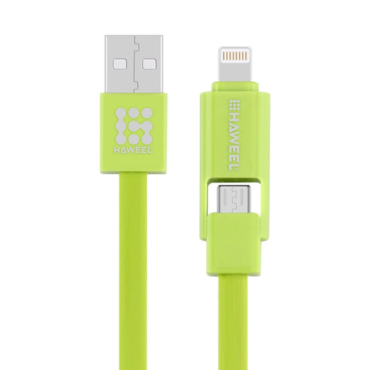 HAWEEL 1m 2 in 1 Micro USB & 8 Pin to USB Data Sync Charge Cable(Green) - Multifunction Cable by buy2fix | Online Shopping UK | buy2fix