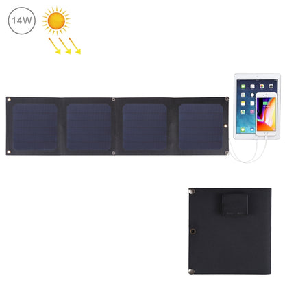 HAWEEL 14W 4-Fold ETFE Solar Panel Charger with 5V / 2.1A Max Dual USB Ports, Support QC3.0 and AFC(Black) - Charger by HAWEEL | Online Shopping UK | buy2fix