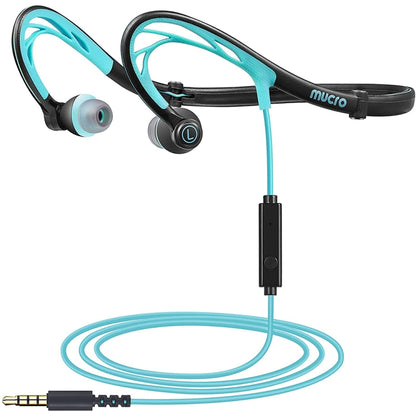 Mucro ML233 Foldable Wired Running Sports Headphones Night Neckband In-Ear Stereo Earphones, Cable Length: 1.2m(Blue) - Sport Earphone by Mucro | Online Shopping UK | buy2fix