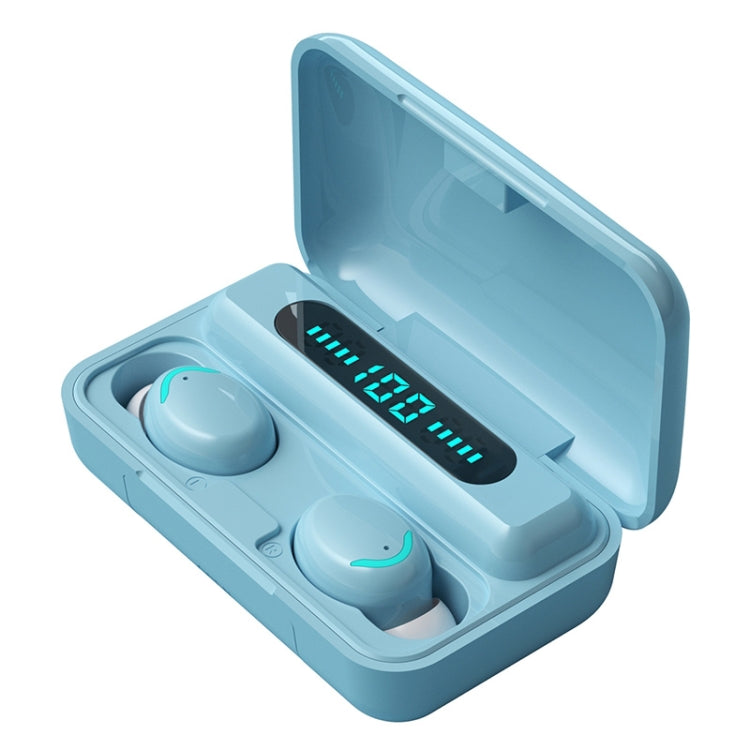 F9-5C Macaron Series Four-bar Breathing Light + Digital Display Noise Reduction Bluetooth Earphone (Baby Blue) - Bluetooth Earphone by buy2fix | Online Shopping UK | buy2fix