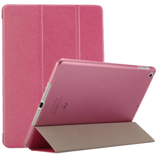 For iPad 9.7 (2018) & iPad 9.7 inch (2017) & iPad Air Silk Texture Horizontal Flip Leather Case with Three-folding Holder(Magenta) - Apple Accessories by buy2fix | Online Shopping UK | buy2fix