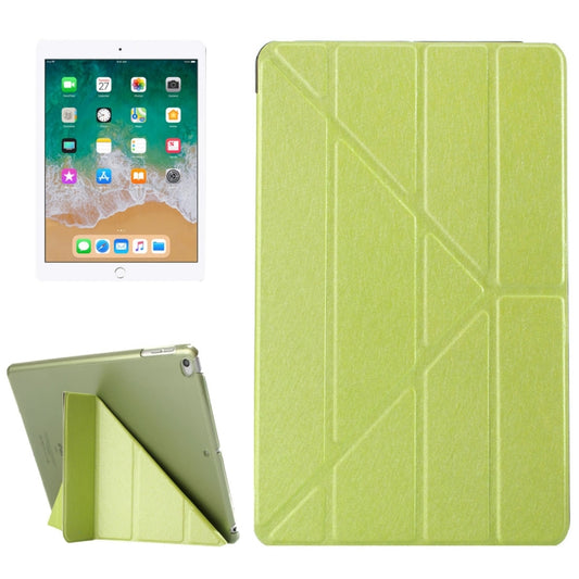 For iPad 9.7 (2018) & iPad 9.7 (2017) & iPad Air Silk Texture Horizontal Deformation Flip Leather Case with Three-folding Holder(Green) - Apple Accessories by buy2fix | Online Shopping UK | buy2fix