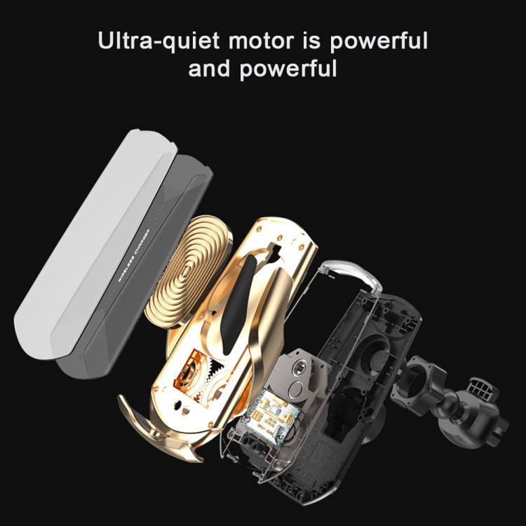 Q2 15W Universal Rotation Infrared Induction Magnetic Car Wireless Charging Mobile Phone Holder with Micro USB + 8 Pin + Type-C / USB-C Magnetic Connector(Gold) - In Car by buy2fix | Online Shopping UK | buy2fix