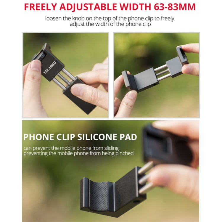 YELANGU PC142 Knob Style Phone Holder Bracket with Cold Shoe Base Mount(Black) - Consumer Electronics by YELANGU | Online Shopping UK | buy2fix