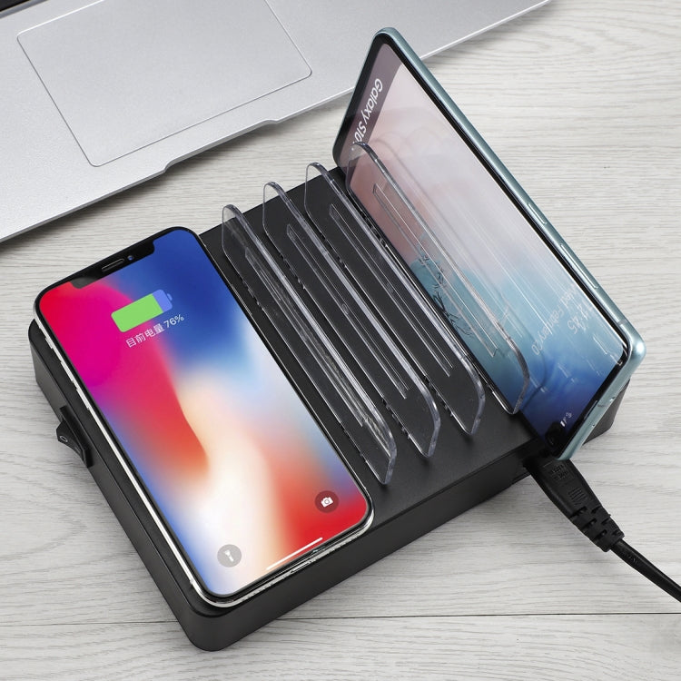 50W 6 USB Ports + 2 USB-C / Type-C Ports + Wireless Charging Multi-function Charger with LED Display & Detachable Bezel, AU Plug - Multifunction Charger by buy2fix | Online Shopping UK | buy2fix