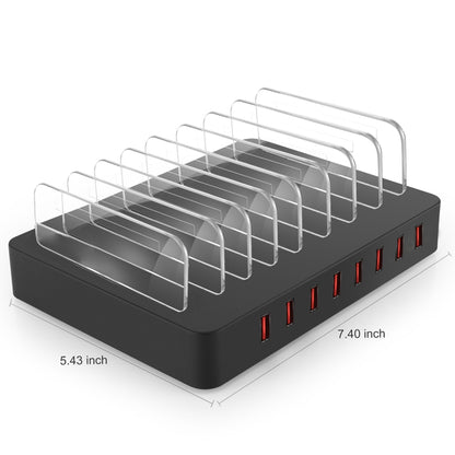 X6 96W 2.4A 8 USB Ports Smart Charger with Detachable Bezel, EU Plug(Black) - Multifunction Charger by buy2fix | Online Shopping UK | buy2fix