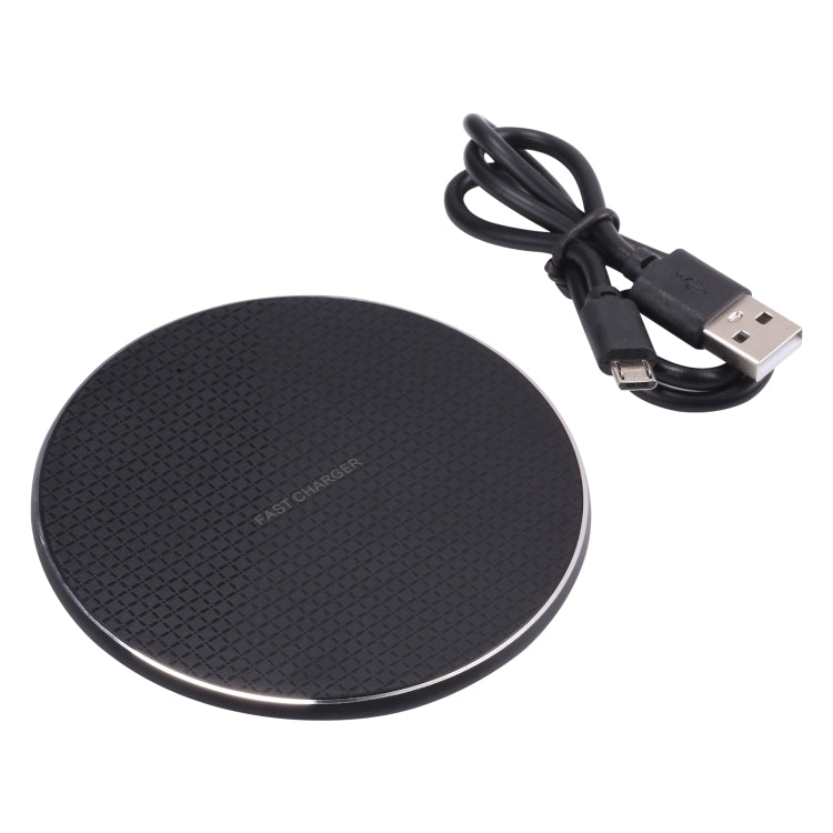 10W QI Plaid Pattern Round Metal Wireless Charger (Black) - Apple Accessories by buy2fix | Online Shopping UK | buy2fix