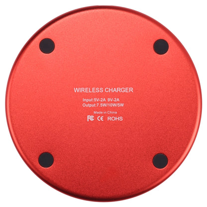 10W QI Plaid Pattern Round Metal Wireless Charger (Red) - Apple Accessories by buy2fix | Online Shopping UK | buy2fix