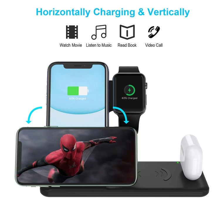 Q20 4 In 1 Wireless Charger Charging Holder Stand Station For iPhone / Apple Watch / AirPods, Support Dual Phones Charging (Black) - Apple Accessories by buy2fix | Online Shopping UK | buy2fix