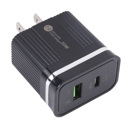 46-A2C2 20W PD + QC3.0 USB Multifunction Fast Charger,US Plug(Black) - Apple Accessories by buy2fix | Online Shopping UK | buy2fix