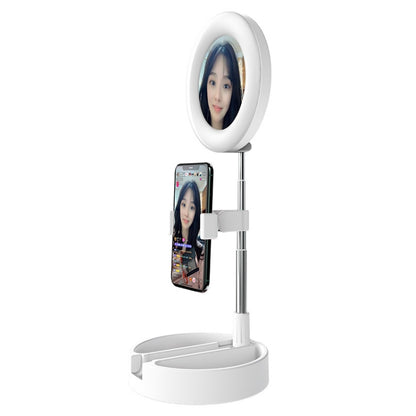 WK G3 Folding Storage Type Desktop Multi-function Live Light Makeup Mirror Holder (White) - Consumer Electronics by WK | Online Shopping UK | buy2fix