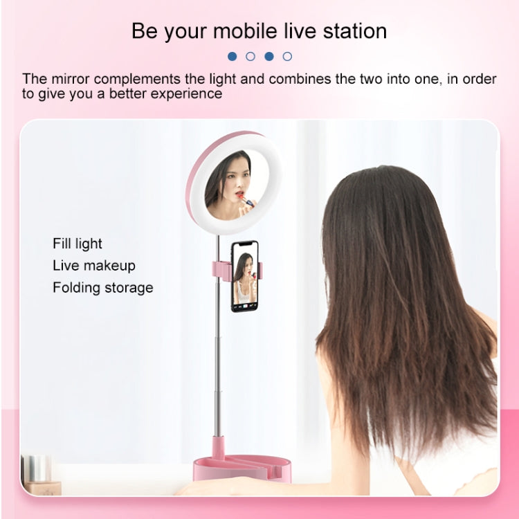 WK G3 Folding Storage Type Desktop Multi-function Live Light Makeup Mirror Holder (Pink) - Selfie Light by WK | Online Shopping UK | buy2fix