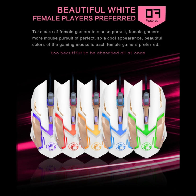 iMICE V6 LED Colorful Light USB 6 Buttons 3200 DPI Wired Optical Gaming Mouse for Computer PC Laptop(Black) - Wired Mice by iMICE | Online Shopping UK | buy2fix