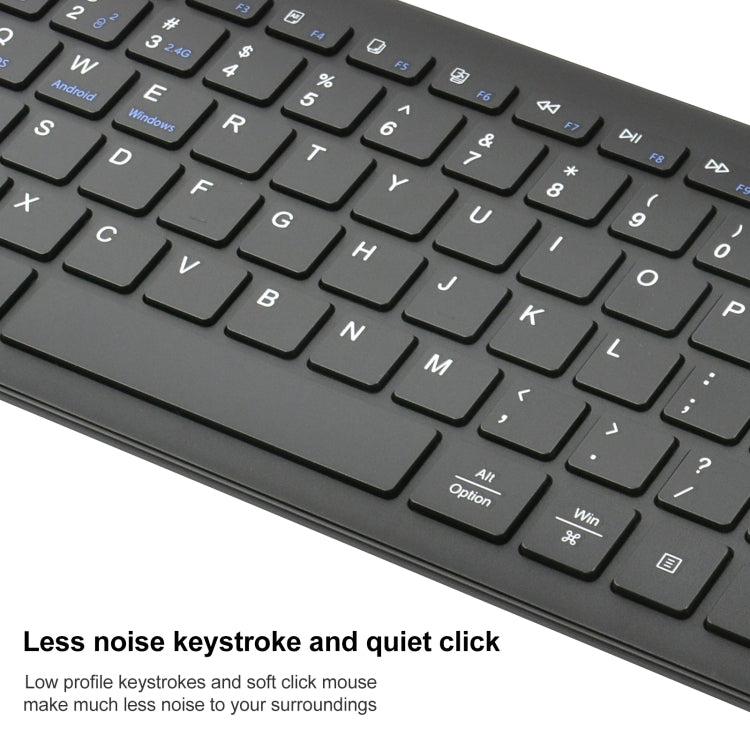 169 2.4Ghz + Bluetooth  Dual Mode Wireless Keyboard + Mouse Kit, Compatible with iSO & Android & Windows (Black) - Wireless Keyboard by buy2fix | Online Shopping UK | buy2fix