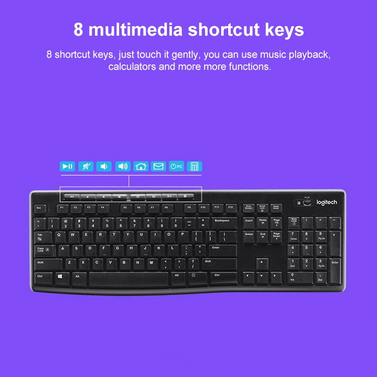 Logitech K270 Single Wireless Ultra-thin Silent Keyboard (Black) - Wireless Keyboard by Logitech | Online Shopping UK | buy2fix