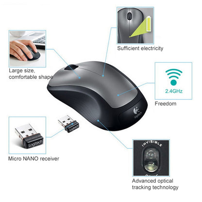 Logitech M320 1000DPI 2.4GHz Ergonomic Wireless Mouse (Black) - Wireless Mice by Logitech | Online Shopping UK | buy2fix