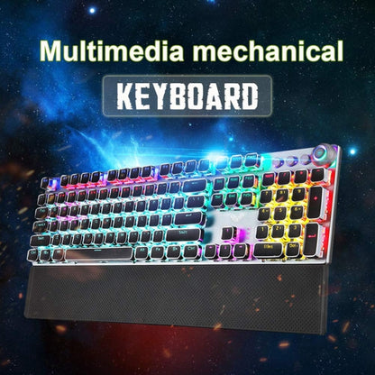 AULA F2088 108 Keys Mixed Light Plating Punk Mechanical Brown Switch Wired USB Gaming Keyboard with Metal Button(Silver) - Wired Keyboard by AULA | Online Shopping UK | buy2fix