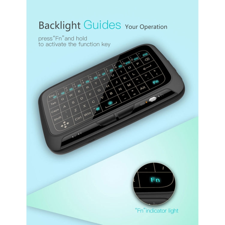 H18+ 2.4GHz Mini Wireless Keyboard Full Touchpad with 3-Level Adjustable Backlight(Black) - MINI PC Accessories & Gadgets by buy2fix | Online Shopping UK | buy2fix