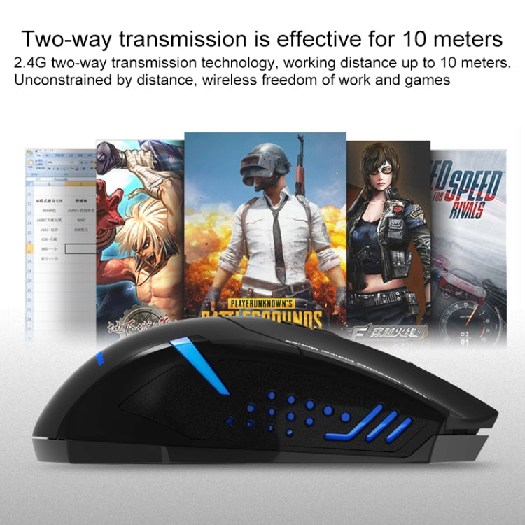 ET X-08 7-keys 2400DPI 2.4G Wireless Mute Gaming Mouse with USB Receiver & Colorful Backlight (Black) -  by buy2fix | Online Shopping UK | buy2fix