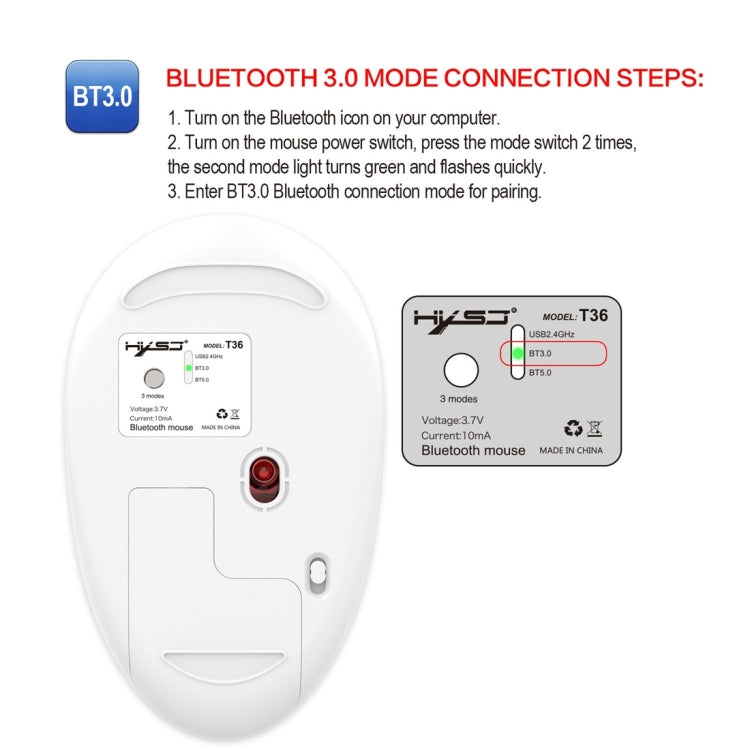 HXSJ T36 2.4G Bluetooth 5.0+3.0 Three-mode Silent Design Wireless Bluetooth Mouse (Silver) - Wireless Mice by HXSJ | Online Shopping UK | buy2fix