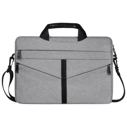 15.6 inch Breathable Wear-resistant Fashion Business Shoulder Handheld Zipper Laptop Bag with Shoulder Strap (Light Grey) - 14.1 inch by buy2fix | Online Shopping UK | buy2fix