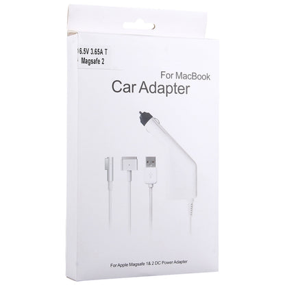 60W 16.5V 3.65A 5 Pin T Style MagSafe 2 Car Charger with 1 USB Port for Apple Macbook A1465 / A1502 / A1435 / MD212 / MD2123 / MD662, Length: 1.7m(White) - Cable & Adapter by buy2fix | Online Shopping UK | buy2fix