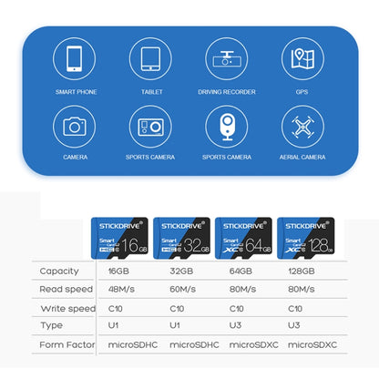 STICKDRIVE 64GB High Speed U3 Blue and Black TF(Micro SD) Memory Card - Micro SD Card by STICKDRIVE | Online Shopping UK | buy2fix