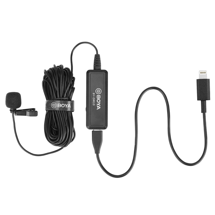 BOYA BY-DM10 USB / 8 Pin Plug Broadcast Lavalier Microphone with Windscreen, Cable Length: 6m(Black) - Consumer Electronics by BOYA | Online Shopping UK | buy2fix