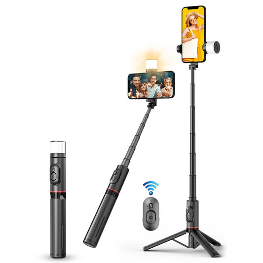 Q12s Bluetooth Remote Control Rotatable Fill Light Tripod Selfie Stick - Consumer Electronics by buy2fix | Online Shopping UK | buy2fix