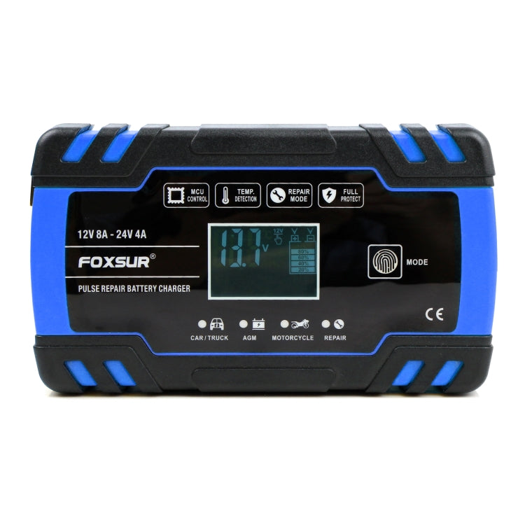 FOXSUR 12V-24V Car Motorcycle Truck Repair Battery Charger AGM Charger, EU Plug (Blue) - Battery Charger by FOXSUR | Online Shopping UK | buy2fix