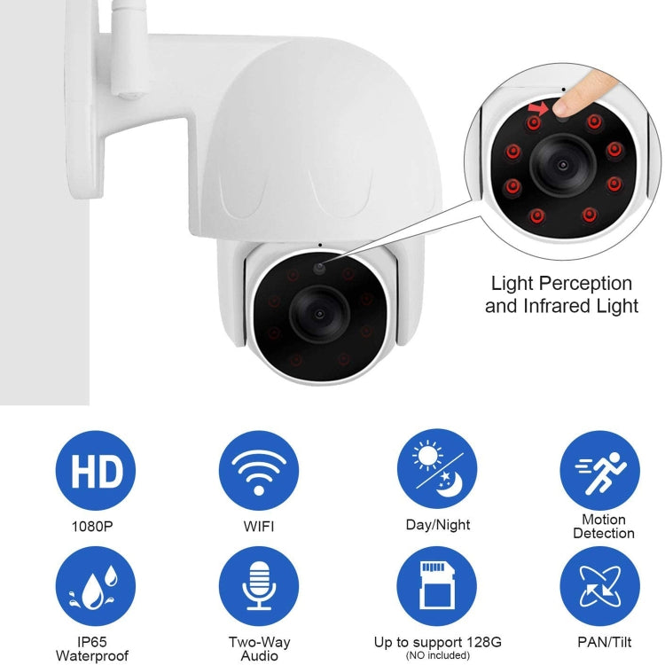 Tuya QX45 1080P Full HD IP65 Waterproof 2.4G Wireless IP Camera, Support Amazon Alexa & Google Home & Motion Detection & Two-way Audio & Night Vision & TF Card, UK Plug - Security by buy2fix | Online Shopping UK | buy2fix
