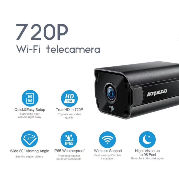 Anpwoo Paladin 720P HD WiFi IP Camera, Support Motion Detection & Infrared Night Vision & TF Card(Max 64GB) - Bullet Camera by Anpwoo | Online Shopping UK | buy2fix