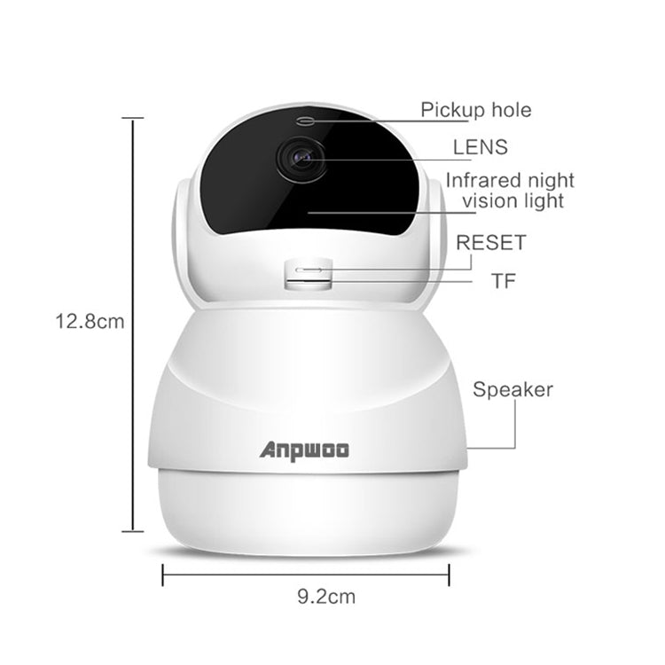 Anpwoo Warrior GM8135+SC2145 1080P HD WiFi IP Camera, Support Motion Detection & Infrared Night Vision & TF Card(Max 128GB)(White) - Security by Anpwoo | Online Shopping UK | buy2fix