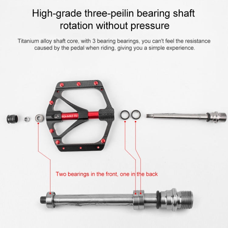 PROMEND PD-M82-TI 1 Pair Mountain Bicycle Titanium Alloy Shaft 3-Bearings Wide Pedals (Black) - Pedals by PROMEND | Online Shopping UK | buy2fix