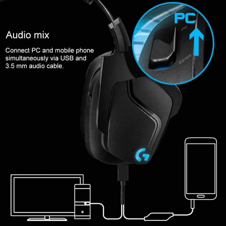 Logitech G633S Dolby 7.1 Surround Sound Stereo Colorful Lighting Noise Reduction Competition Gaming Wired Headset - Multimedia Headset by Logitech | Online Shopping UK | buy2fix