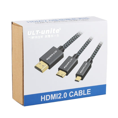 ULT-unite Gold-plated Head HDMI 2.0 Male to Male Nylon Braided Cable, Cable Length: 2m(Black) - Cable by ult-unite | Online Shopping UK | buy2fix