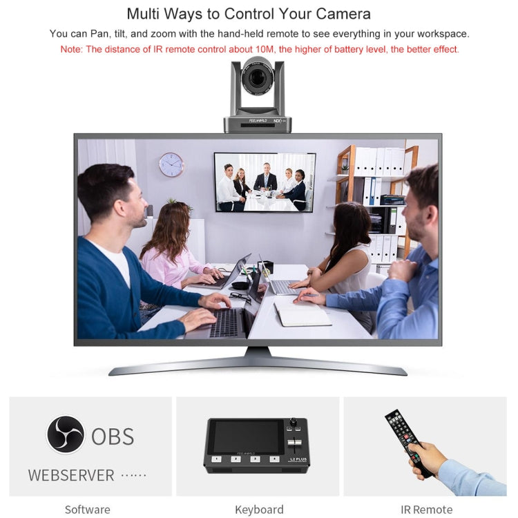 FEELWORLD NDI20X Simultaneous 20X Optical Zoom Live Streaming PTZ Camera, EU and US Plug - HD Camera by FEELWORLD | Online Shopping UK | buy2fix