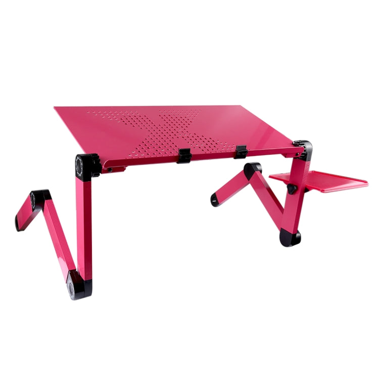 Portable 360 Degree Adjustable Foldable Aluminium Alloy Desk Stand with Cool Fans & Mouse Pad for Laptop / Notebook (Magenta) - Laptop Stand by buy2fix | Online Shopping UK | buy2fix