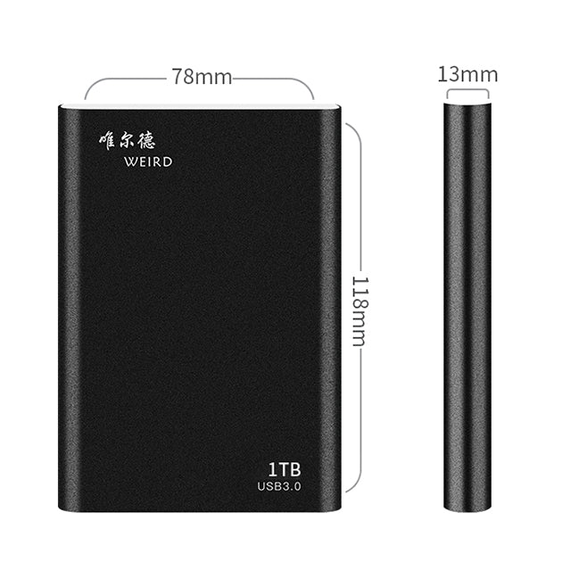 WEIRD 1TB 2.5 inch USB 3.0 High-speed Transmission Metal Shell Ultra-thin Light Mobile Hard Disk Drive(Black) - Computer & Networking by buy2fix | Online Shopping UK | buy2fix