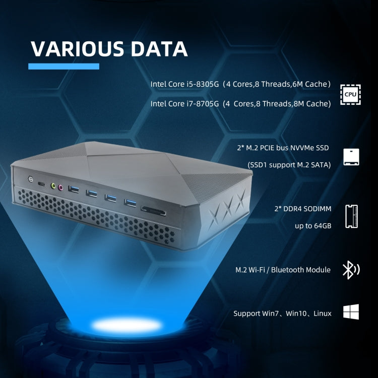 HYSTOU F9 Windows 10 / Linux System Gaming Mini PC, Intel Core i7-8809G 4 Core 8M Cache up to 4.20GHz, 32GB RAM+ 512GB SSD, EU Plug - Windows Mini PCs by HYSTOU | Online Shopping UK | buy2fix