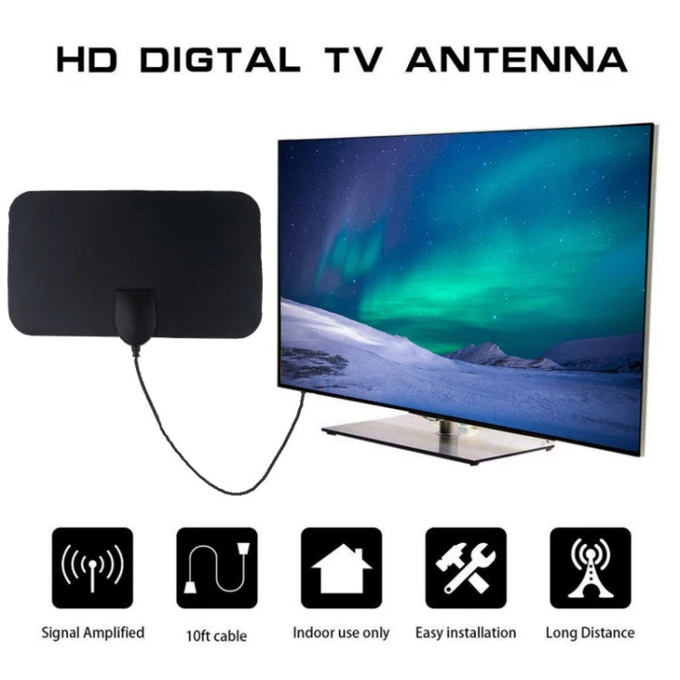 AN-1001 5dBi/25dBi Indoor  HDTV Antenna with Dual-side Sticker, VHF170-230/UHF470-862MHz(Black) - Consumer Electronics by buy2fix | Online Shopping UK | buy2fix